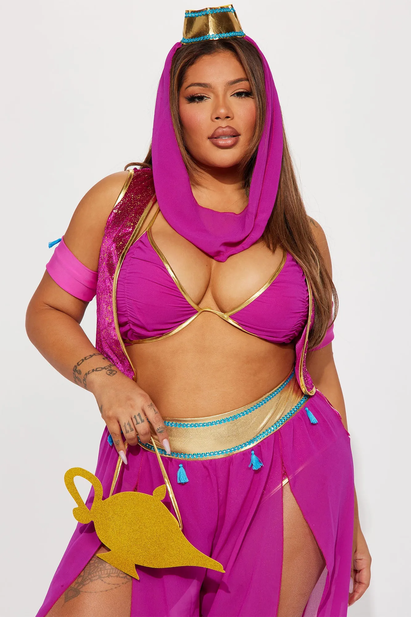 3 Wishes Genie 6 Piece Costume Set - Magenta/combo