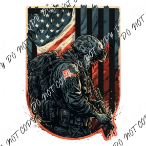 American Veteran with USA Flag DTF Transfer