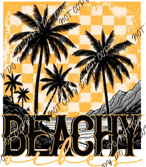 Beachy Vibes Palm Checkerboard DTF Transfer