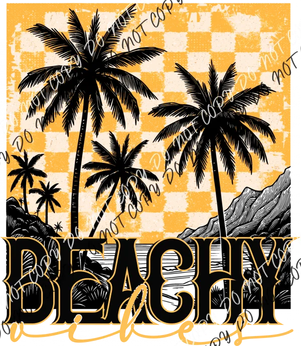 Beachy Vibes Palm Checkerboard DTF Transfer