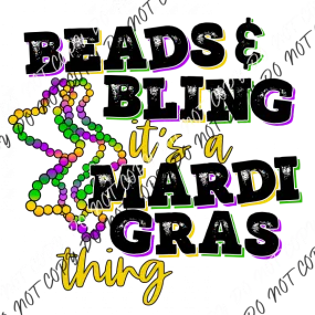 Beads and Bling Mardi Gras DTF Transfer