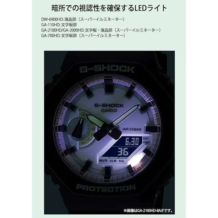 CASIO G-SHOCK HIDDEN GLOW SERIES DAY-DATE RUBBER STRAP ALL GREY MEN WATCH GA-2000HD-8AJF