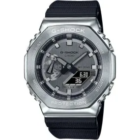 CASIO G-SHOCK METAL COVERED ANALOG DIGITAL DIAL BLACK & SILVER MEN WATCH GM-2100-1AJF