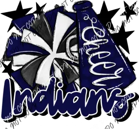 Cheer Mascot Indians DTF Transfer (See Color Options)