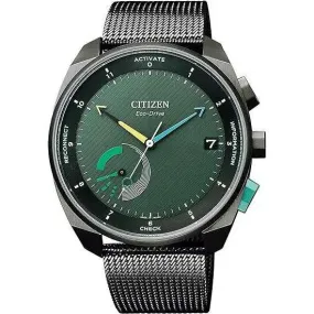 CITIZEN ECO DRIVE RIIIVER SOLAR BLACK STRAP GREEN DIAL MEN WATCH BZ7005-74X