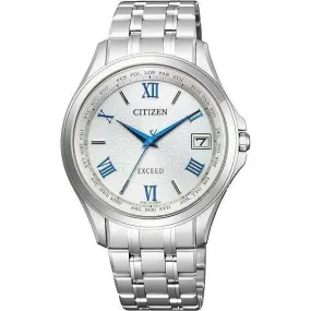 CITIZEN EXCEED ECO-DRIVE RADIO CONTROLLED SILVER STRAP AND DIAL MEN WATCH CB1080-52B