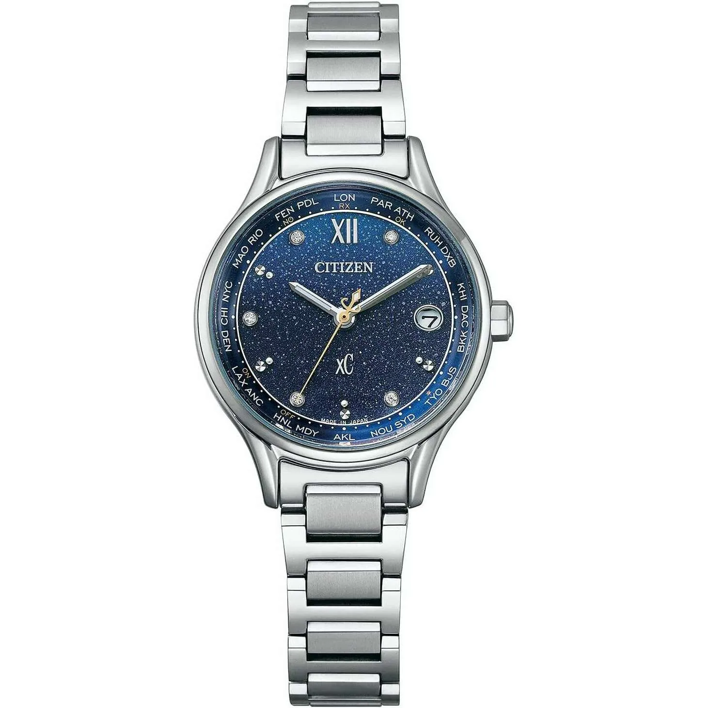 CITIZEN XC DEAR COLLECTION ECO-DRIVE RADIO SILVER & BLUE LADIES WATCH (2000 LIMITED) EC1160-62L