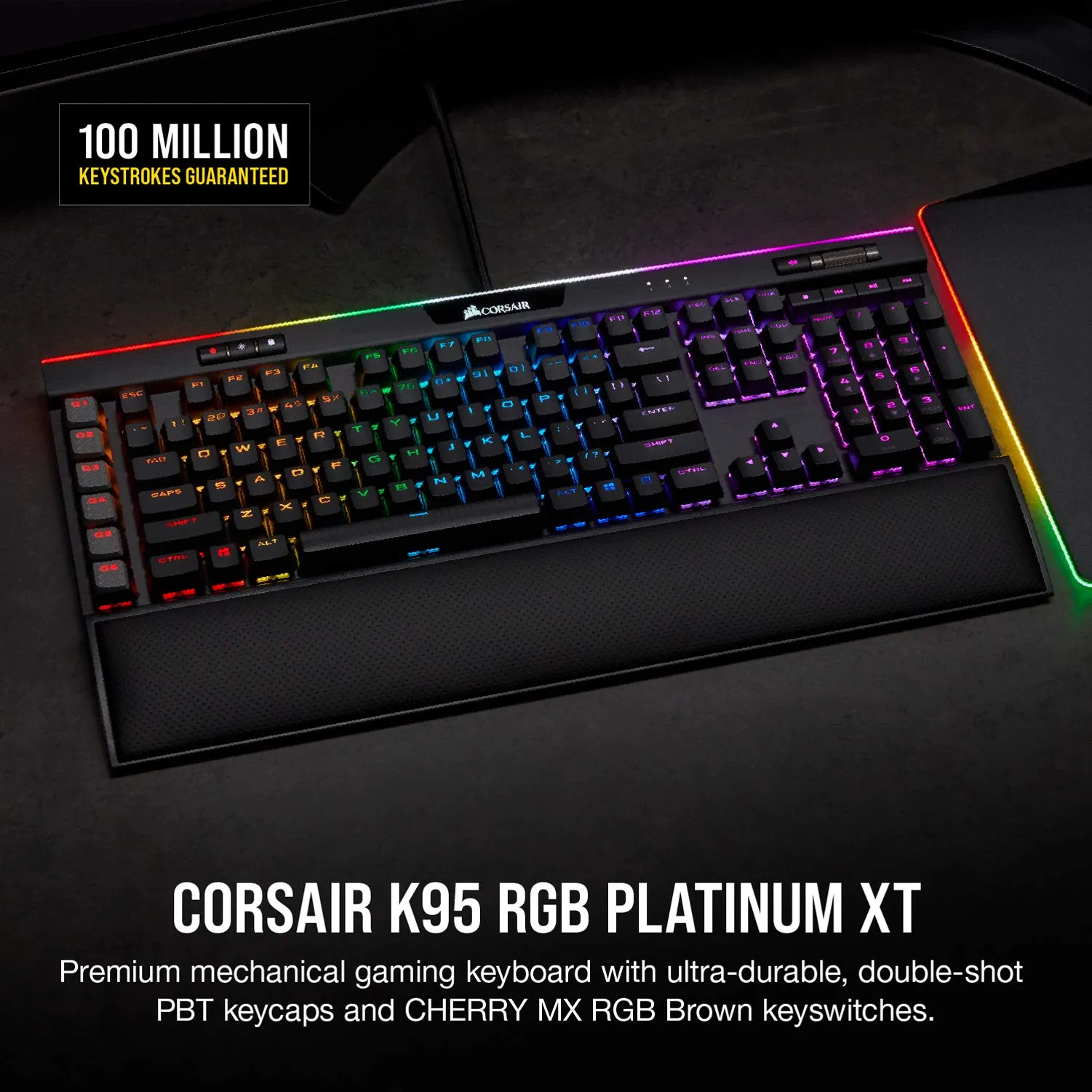 Corsair K95 RGB PLATINUM XT Mechanical Wired Gaming Keyboard - Cherry MX Speed Switches - PBT Double-Shot Keycaps - iCUE Compatible - QWERTY NA Layout - Black