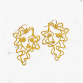 Curly Girl Brass Earrings