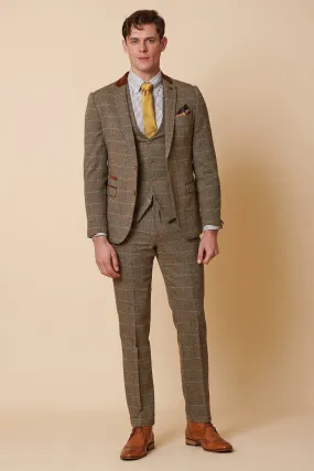 DX7 - Tan Tweed Check Three Piece Suit