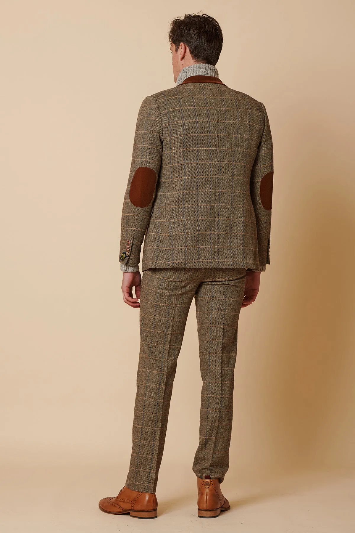 DX7 - Tan Tweed Check Three Piece Suit