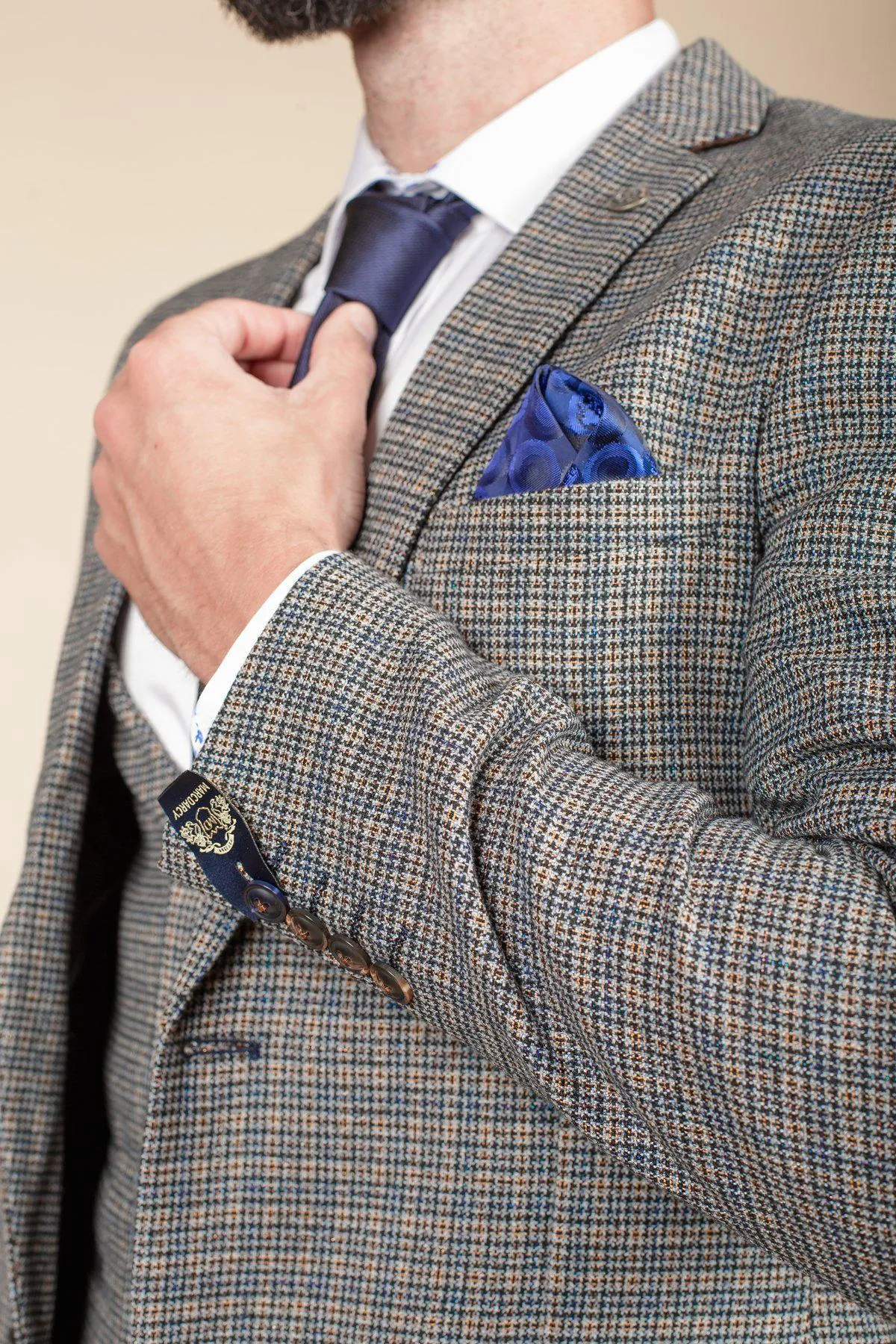 HARDWICK - Navy Tan Tweed Check Blazer