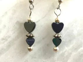 Hematite Heart Earrings