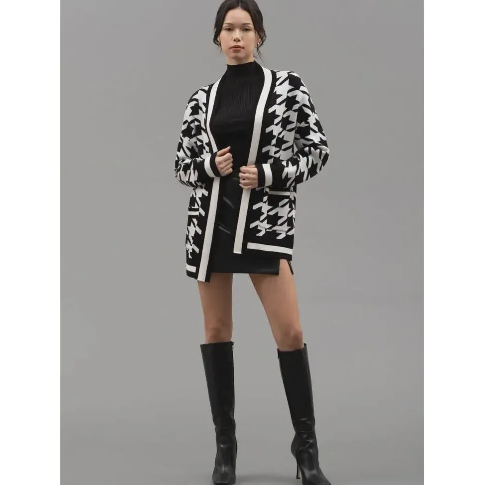 Houndstooth Knit Cardigan