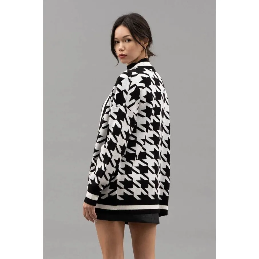 Houndstooth Knit Cardigan