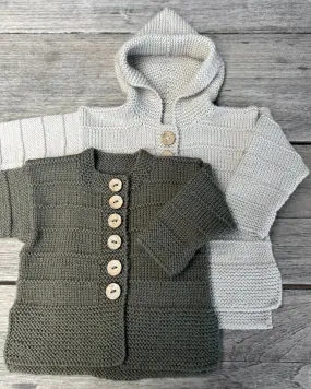 Kiwi Stitch & Co Ashley Cardigan & Hoodie 0-4yrs 8ply Knitting Pattern