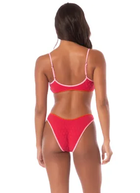 Maaji Apple Red Splendour Regular Rise Thin Side Bikini Bottom