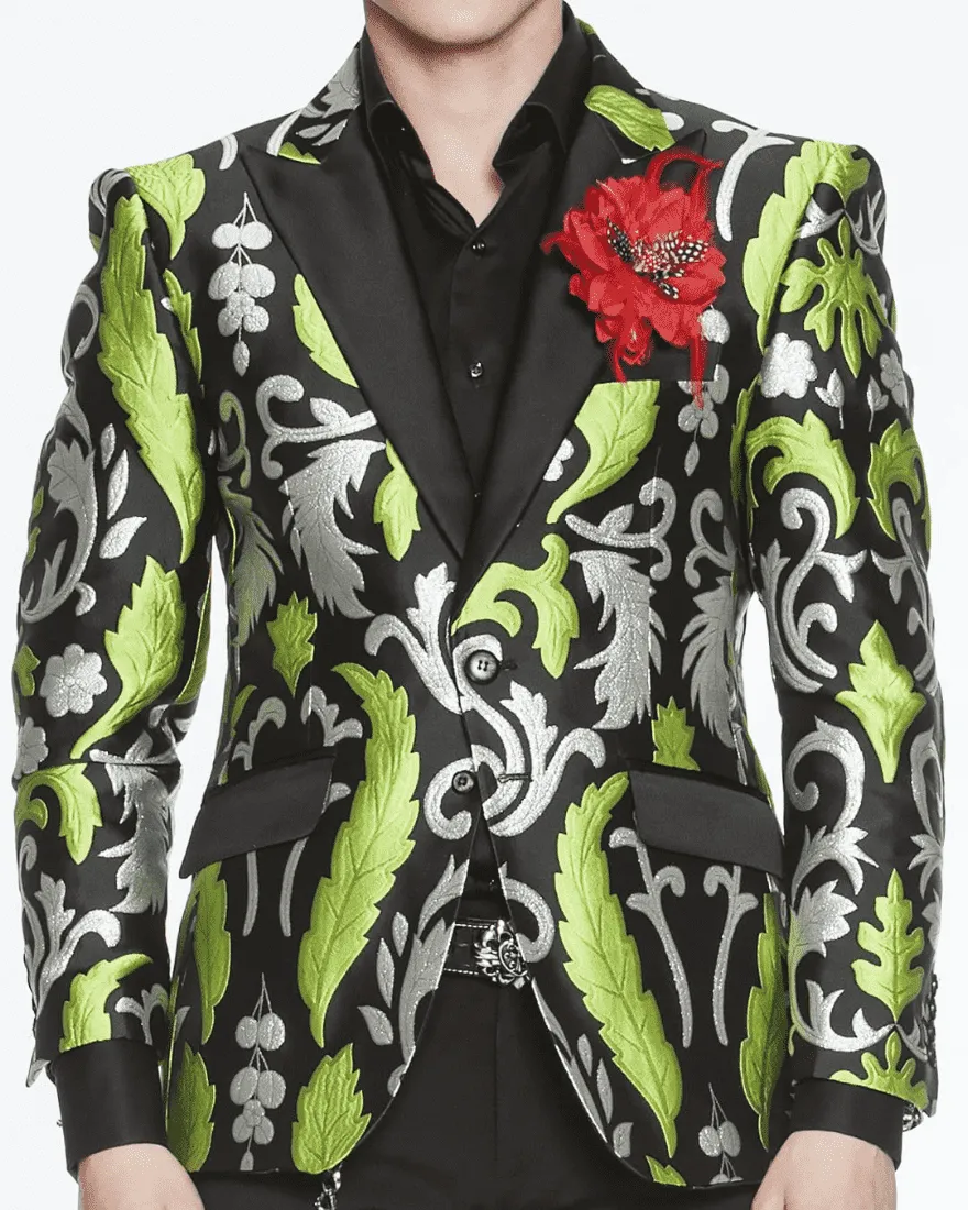 Men's Fashion Blazer-Big Victorian Green