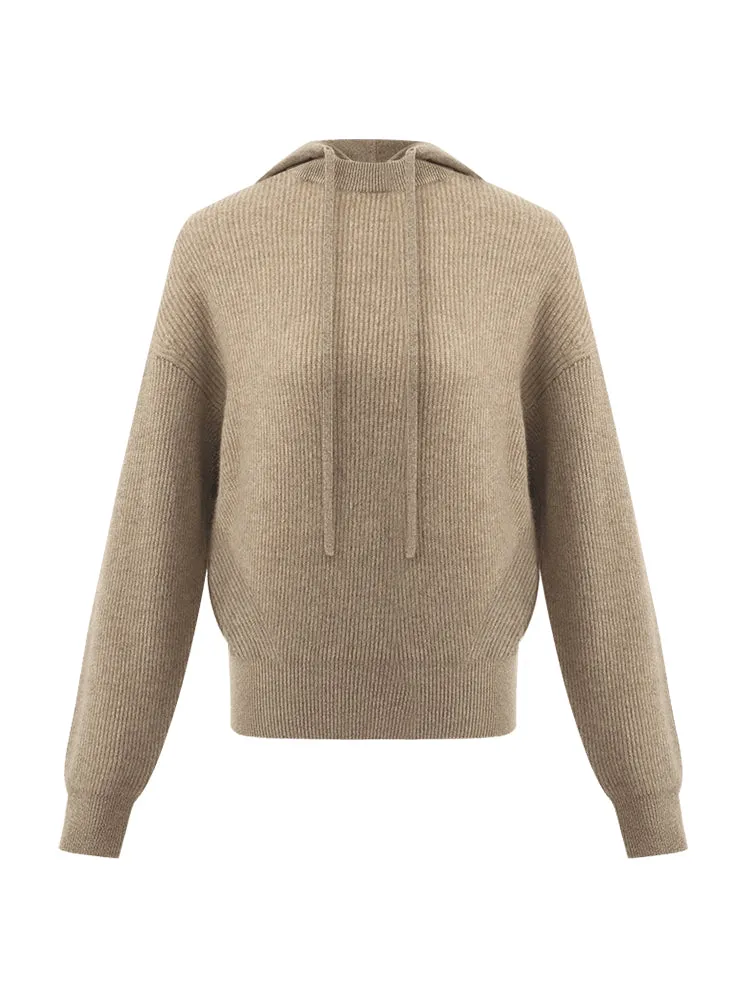 Pure Cashmere Hooded Sweater With Detachable Hat