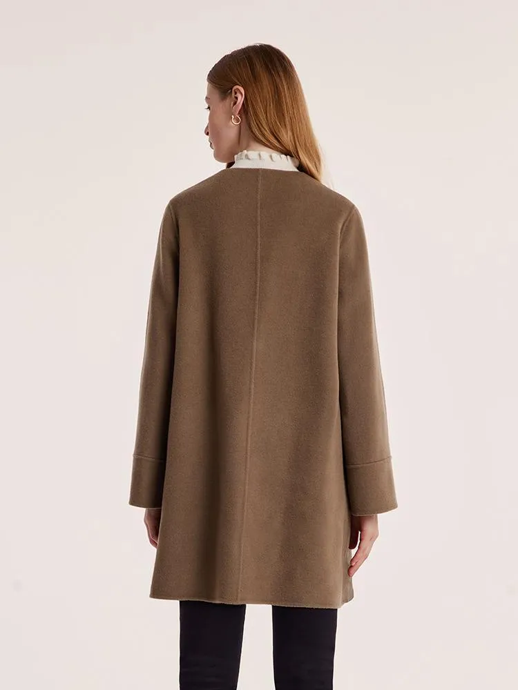 Tencel Wool Double-Faced Coat With Scarf