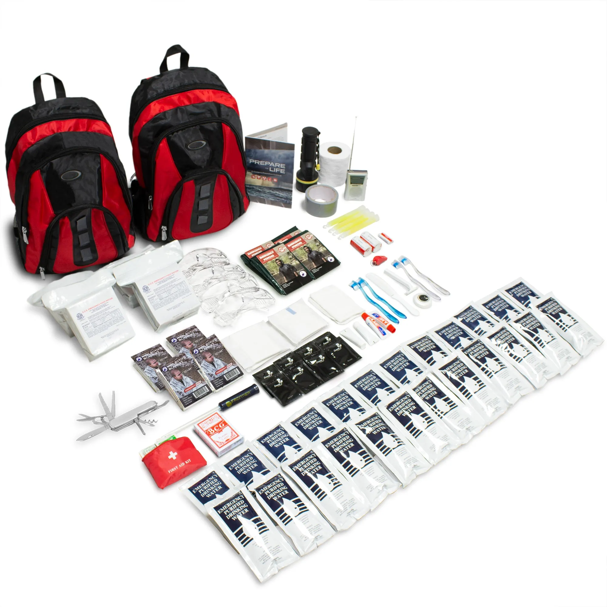 The Essentials Complete 72-Hour Kit - 4 Person: Black or Red Backpack