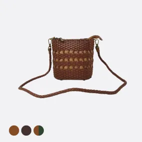 Women's genuine handwoven cowhide leather handphone bag Mirren design