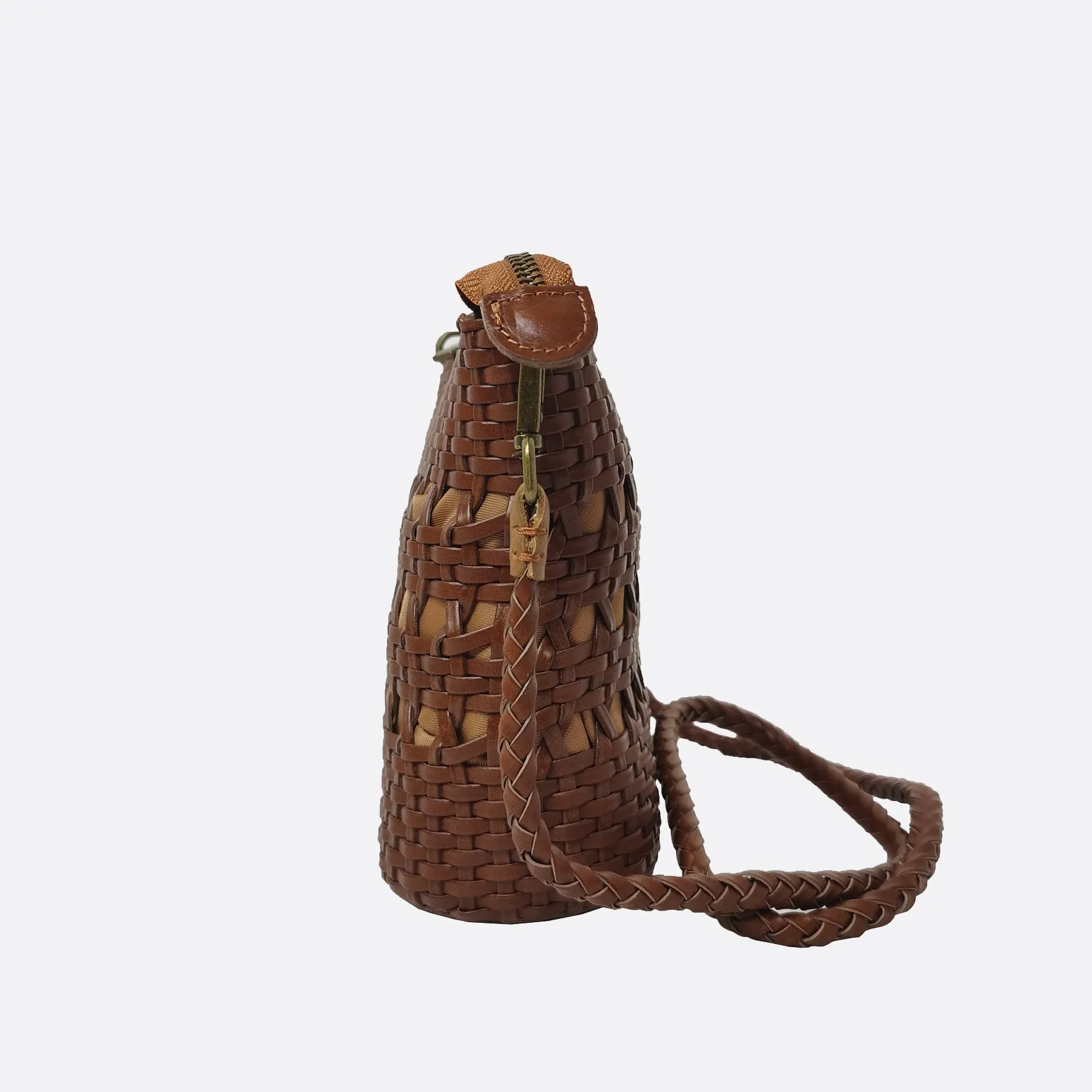 Women's genuine handwoven cowhide leather handphone bag Mirren design