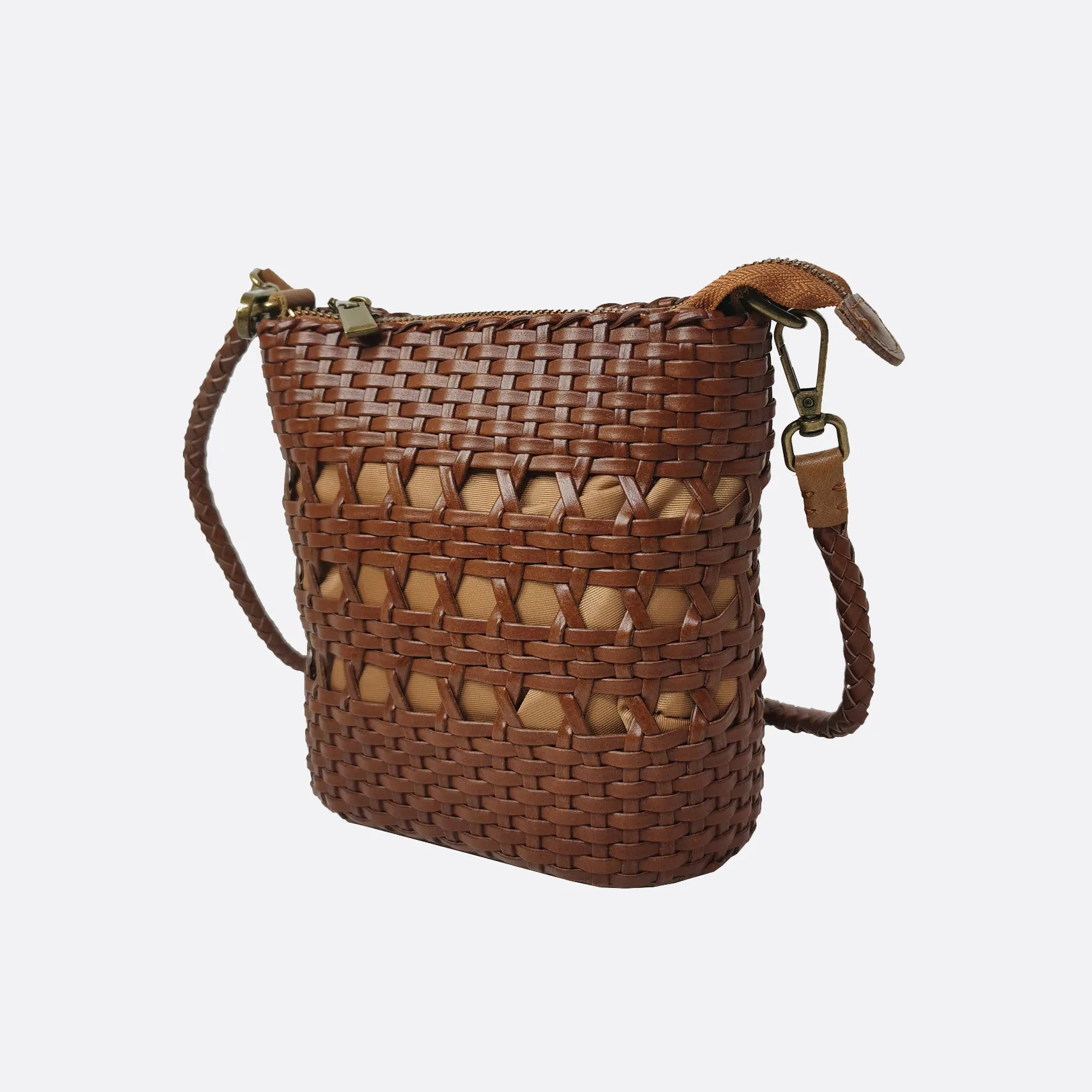 Women's genuine handwoven cowhide leather handphone bag Mirren design